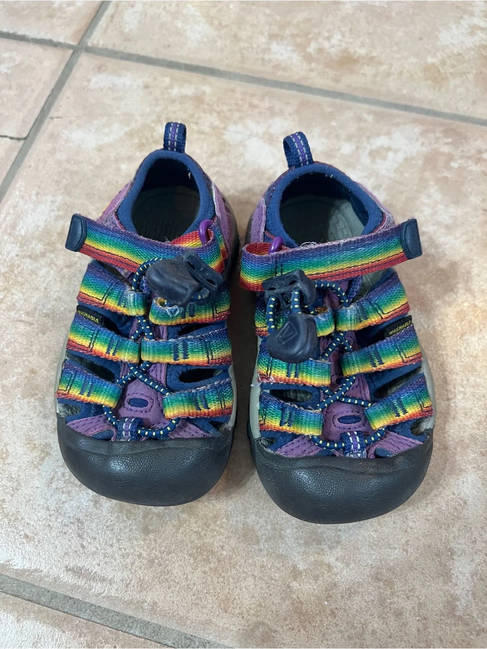 Size 8 rainbow KEEN water shoes sandals hiking toddler